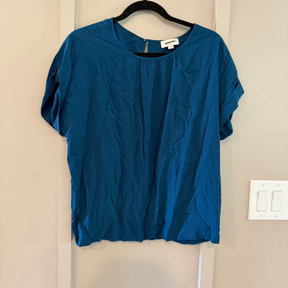 LOFT LADIES WOMEN SHIRT BLUE RAYON SZ S